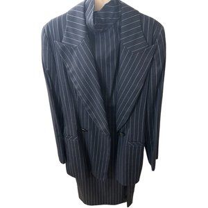 Vintage Gai Mattiolo Charcoal Grey white pinstriped 2-piece dress suit